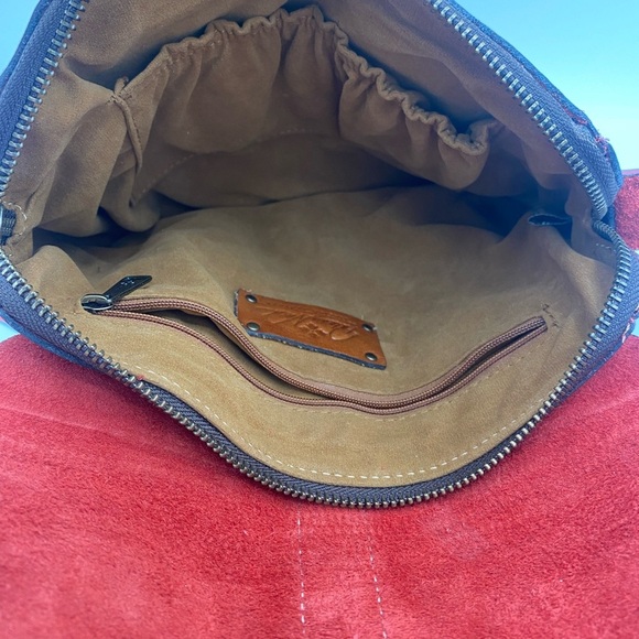 Vintage Patricia Nash Praga Flap Genuine Red Leather Crossbody Bag Purse - Picture 7 of 9